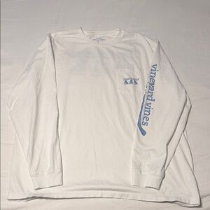 Vineyard Vines Men’s White and Blue Long Sleeve Tee XL
